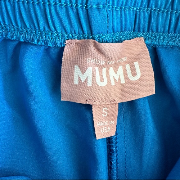 NWOT Show Me Your Mumu Irwin Blue Luxe Satin Wide Leg Pants Women's Small S - Picture 7 of 10